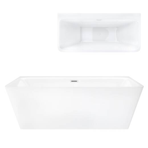 Corsan ISEO 160 x 74 cm wall-mounted freestanding bathtub with wide rim Click-clack plug White