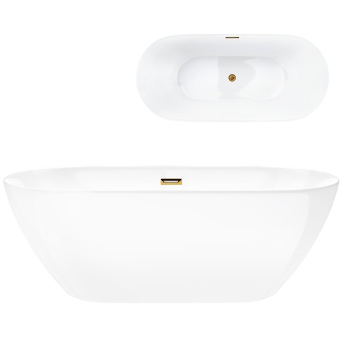 Freestanding bathtub Corsan OLVENA 170 x 75 cm Click-clack plug Gold