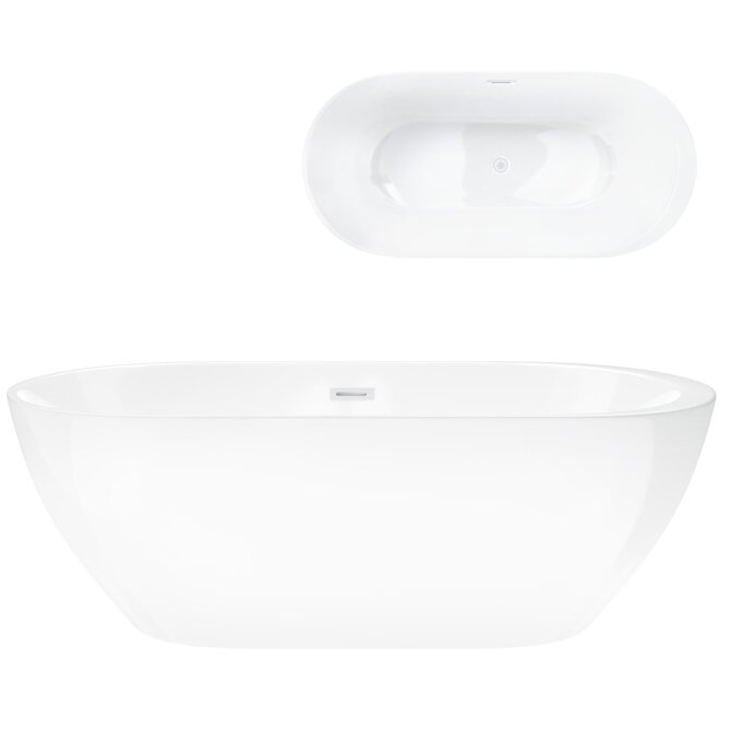 Freestanding bathtub Corsan RENO 170 x 80 cm with side shelf Click-clack plug White
